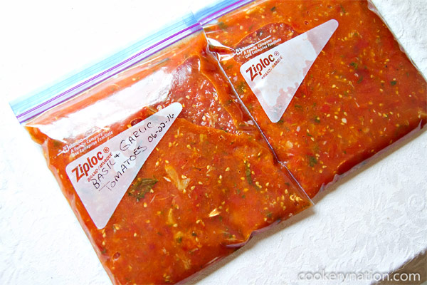 Use the tomatoes in your favourite recipes that require diced or crushed tomatoes. To use later, pour tomatoes into freezer safe containers or bags. Label them with the date and use within 3-4 months.