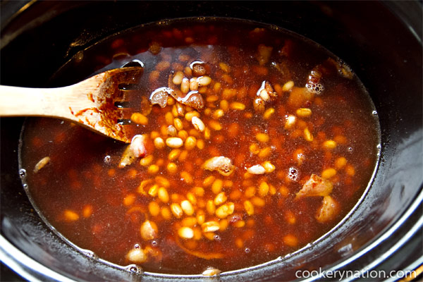 Add enough water to cover the beans by 1/2 inch.