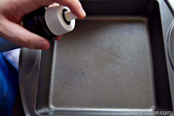 Grease an 8 inch x 8 inch or 9 inch x 9 inch baking pan.