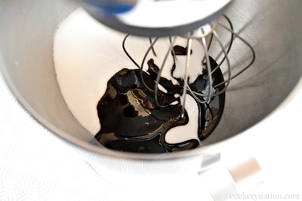 Begin mixing on slow speed so the sugar and molasses can come together. Increase speed to medium for about 2 minutes.